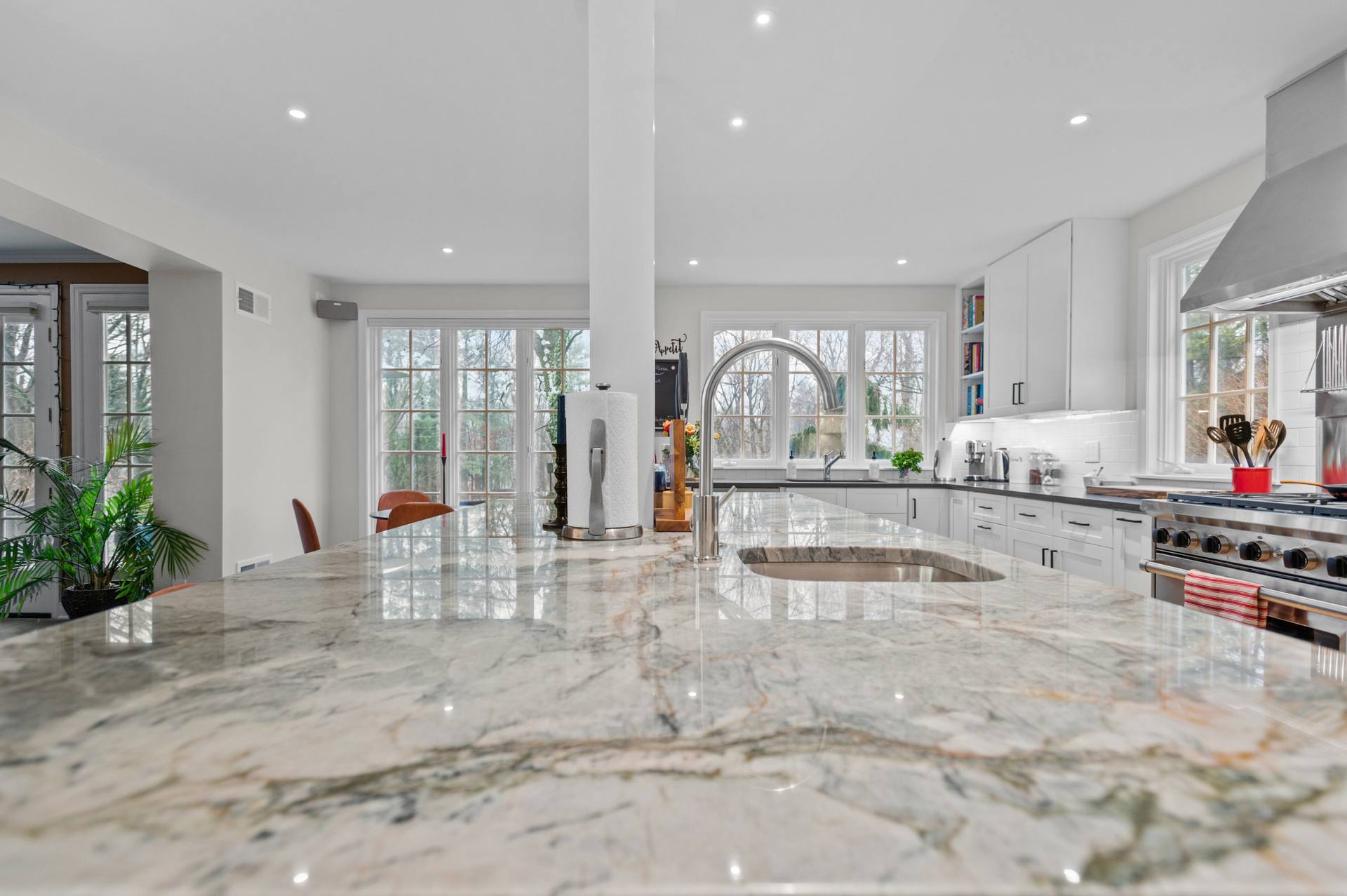 Ijen Blue quartzite island top with an undermount sink