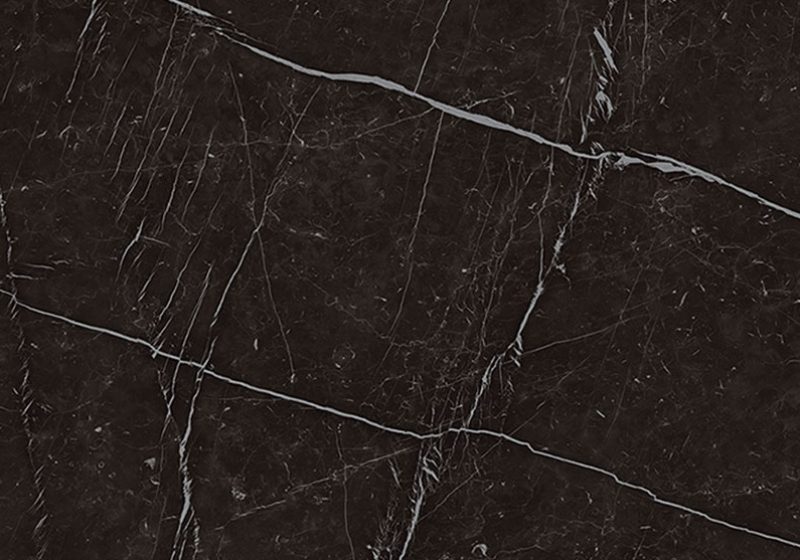 Marquina Noir porcelain sample with fine white veining on black