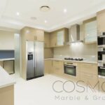 Modern white kitchen in new luxurious home