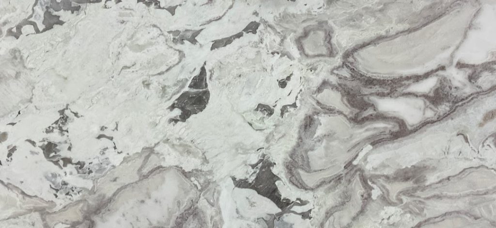 Close view of Oyster White marble with gray veining